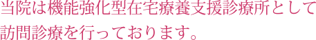 当院は機能強化型在宅療養支援診療所として訪問診療を行っております。